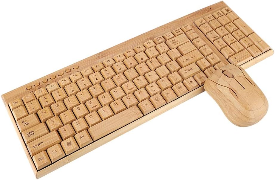 Komfortable kabellose Maus, Bambus-Bambus-Tastatur, ultradünnes Holz für Windows/Ios/Android