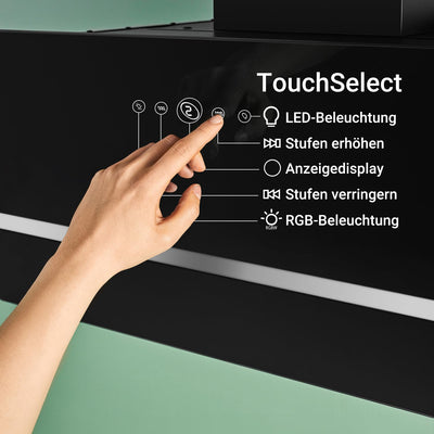 KKT KOLBE Dunstabzugshaube 60 cm | Umluft | Abluft | Kopffrei | Wandhaube | Edelstahl | Schwarz | Glas | Smart WiFi App | WLAN | RGBW-LED-Beleuchtung | EASY609SHCM
