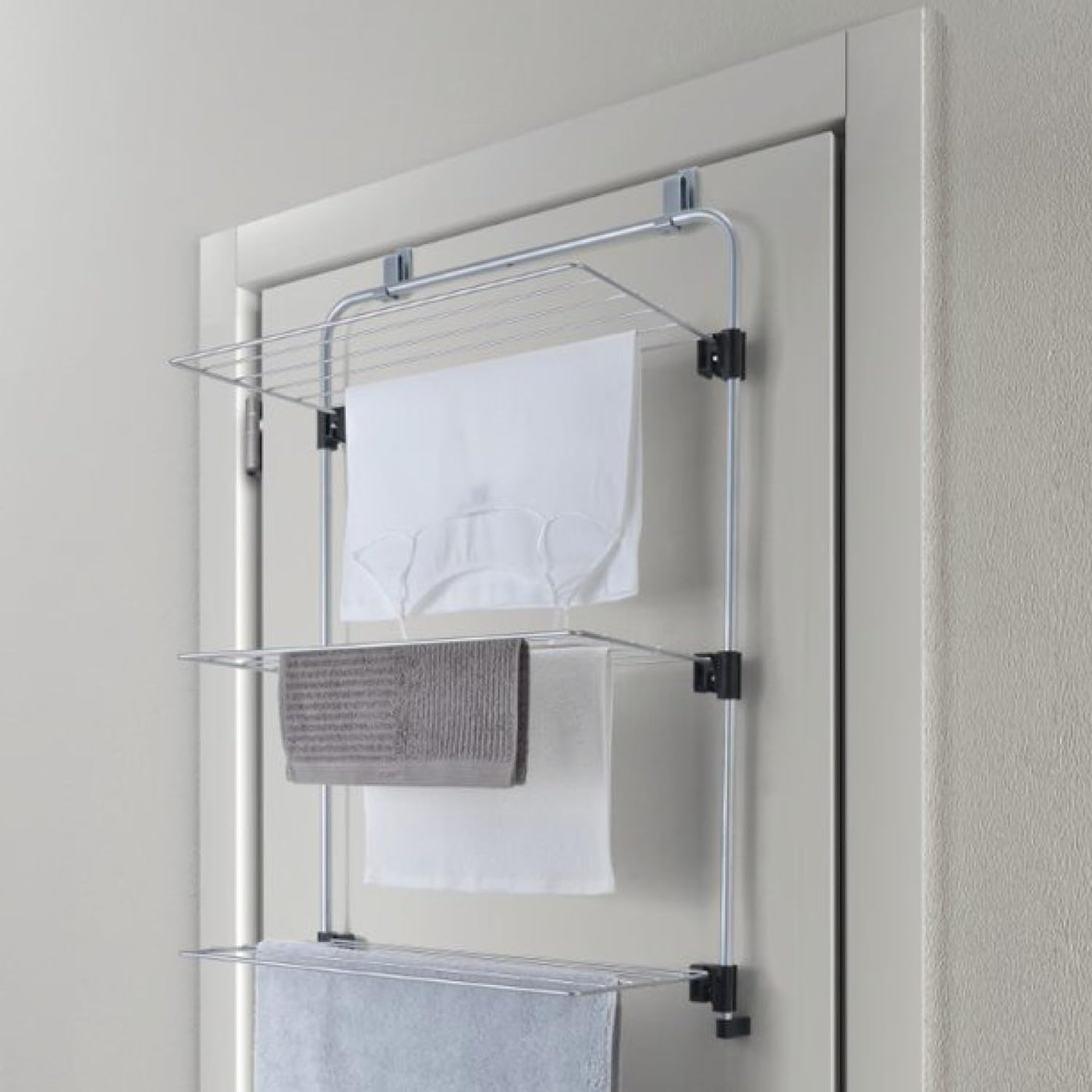 Metaltex Gale Wäschetrockner über der Tür, graue Epotherm-Beschichtung, 3,5 x 58 x 87 cm, für Trockne das Kleidungsstück