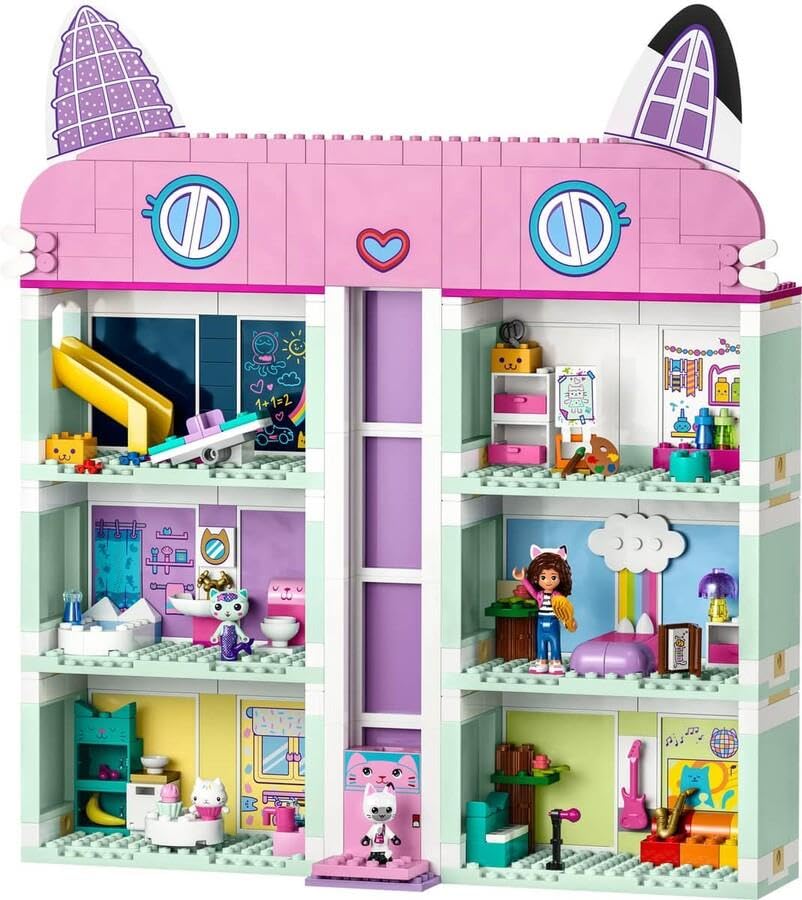 LEGO Gabby's Puppenhaus Spielzeug - 4-stöckiges Puppenhaus mit Gabby, Pfötchen-Panda, MeerMieze und Kuchen-Katze Minifiguren und Zubehör - Geschenk für Mädchen und Jungen ab 4 Jahren - 10788