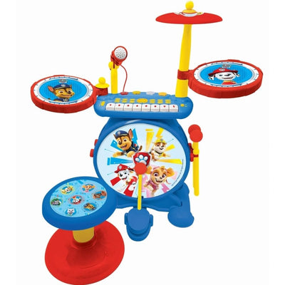 Lexibook, Paw Patrol, Elektronisches Set für Kinder, musikalisches Spielzeugspiel, realistischer Trommel-Sound, 8-Tasten-Tastatur, MP3-Stecker, Sitz inklusive, blau/rot, K610PA