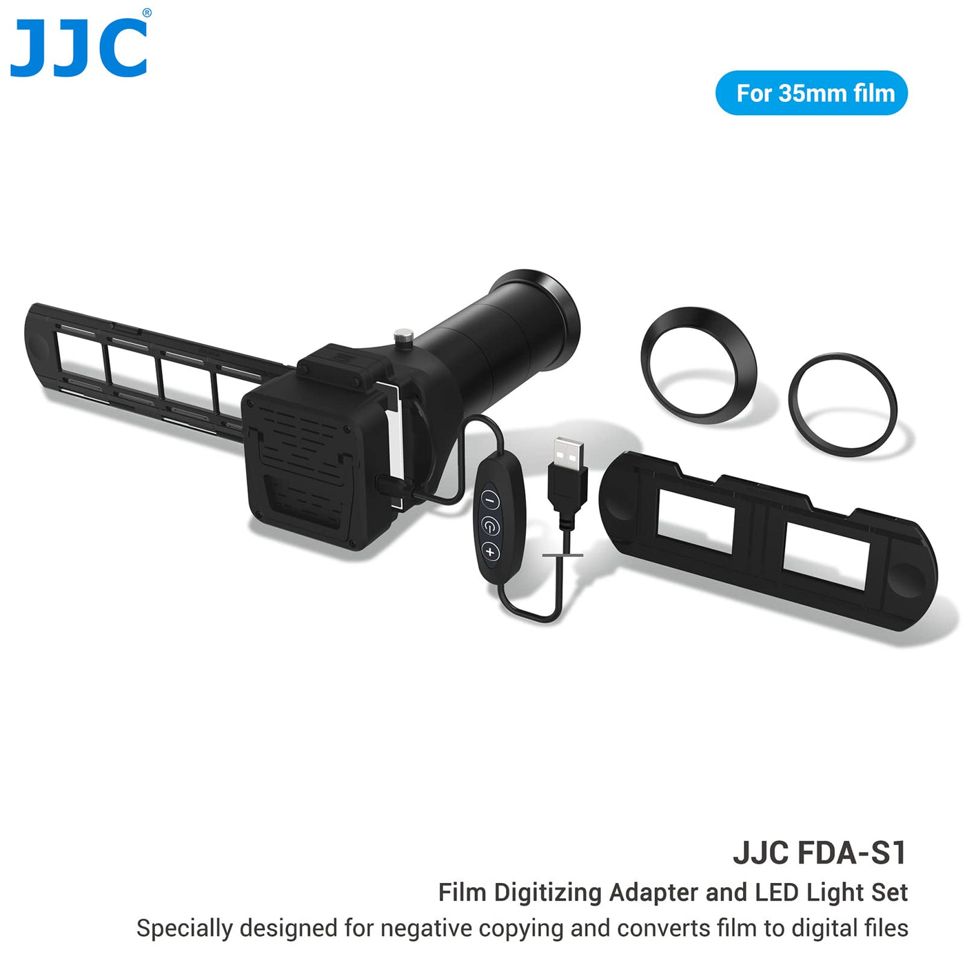 JJC 35mm Film Negativ Scanner, Film Digitalisierungsadapter Mit LED Beleuchtungsset, Dia und Filmhalter Zum Kopieren von Negativfilmen, Zubehör für Film und Dia Scanner