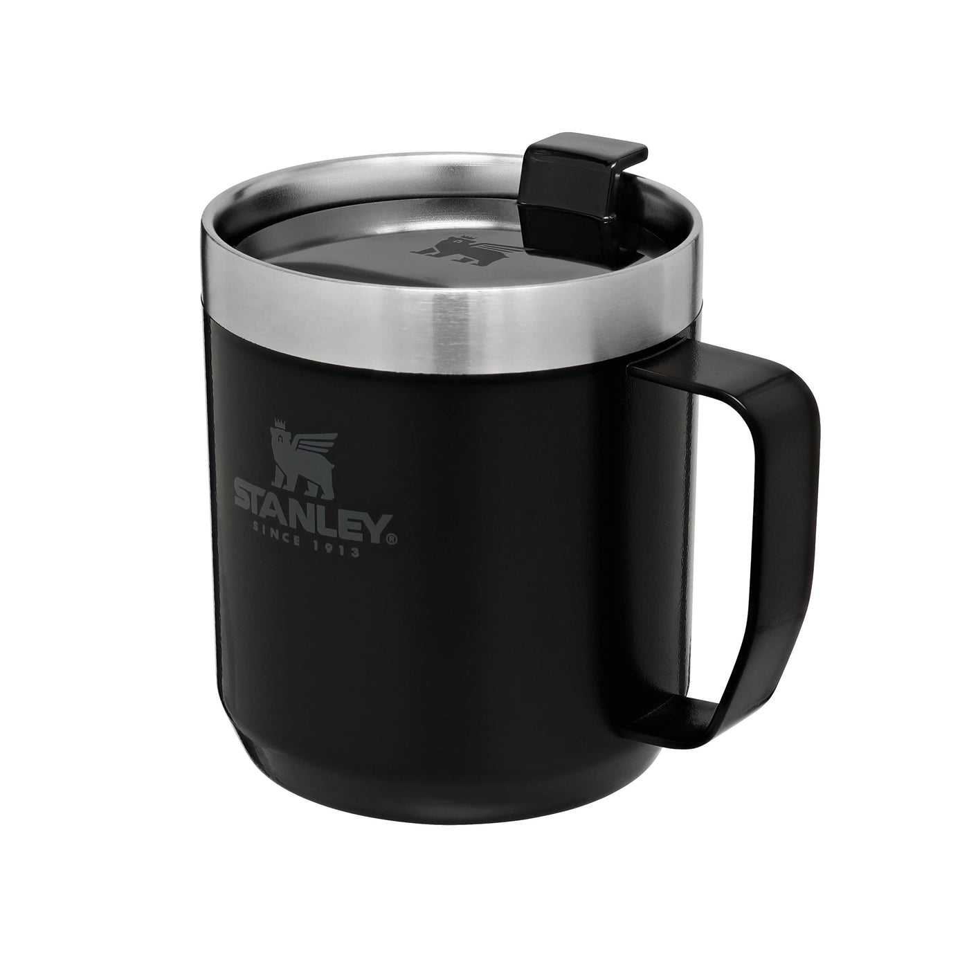 Stanley Classic Legendary Camp Mug Thermobecher 354 ml - Hält 1.5 Stunden Heiß - 3 Stunden Kalt - BPA-Frei - Spülmaschinenfest - Edelstahl Kaffeebecher To Go - Matte Black
