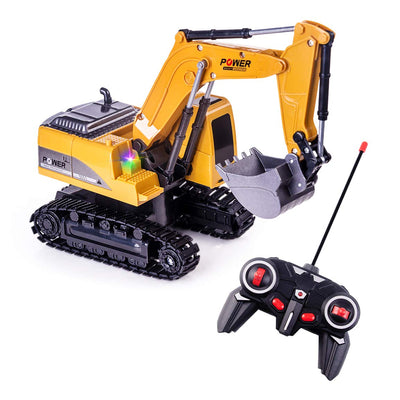 Highttoy Ferngesteuerter Bagger, 6 Kanäle RC Bagger für Jungen Bagger Traktor Spielzeug mit Lichtern und Ton 1:24 Ferngesteuertes Bagger LKW Spielzeug für Kinder