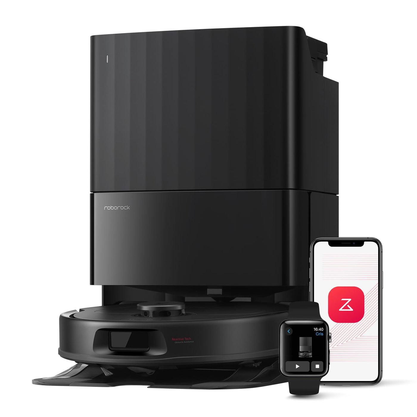 roborock Qrevo Serie Saugroboter mit Wischfunktion&Hebarem Wischmopp, 8000Pa Saugkraft(verbessert von Qrevo S), Anti-Verfilzungs-Seitenbürste, Hindernisvermeidung, All-in-One Dock, Schwarz(QV 35A)