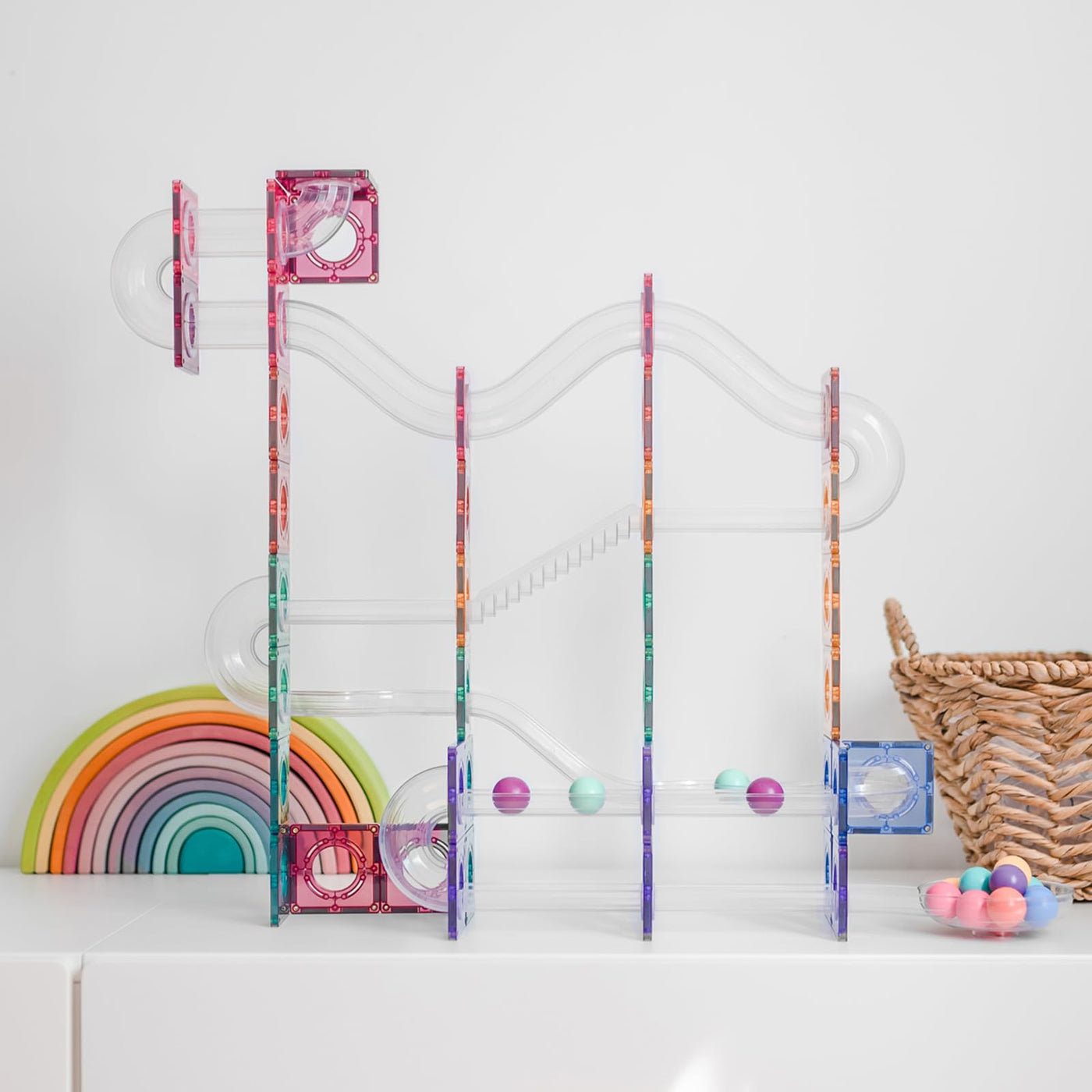 CONNETIX Magnetische Fliesen Pastell Ball Run Packen, 106 Stück