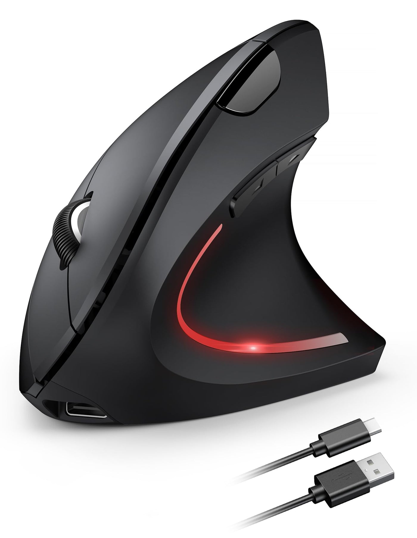 TECKNET Wiederaufladbar Ergonomische Maus Kabellos, 2.4G Optische Vertikale Maus Ergonomisch, 5 Einstellstufen bis 4800DPI, Leise Wireless Vertical Mouse mit 6 Tasten für Laptop, PC, Windows, Mac OS