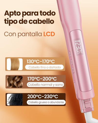 Faszin 2 in 1 Glätteisen Locken und Glätten, 20s Schnellaufheizung, Titanplatten Ionen Haarglätter für einen glatten Stil, 3D-Schwebepanel verhindert Haarziehen, mit LCD-Display, 130°C-230°C - Rosa