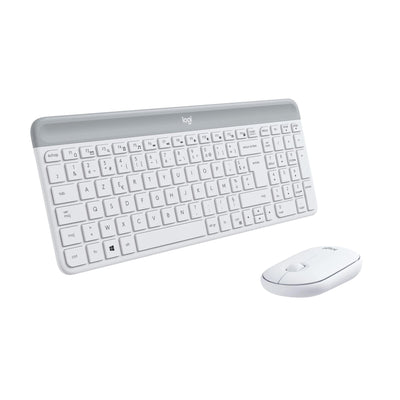 Logitech MK470 Slim Combo Kabelloses Tastatur-Maus-Set, 2.4 GHz Verbindung via Nano-USB-Empfänger, 10m Reichweite, 18-Monate Batterielaufzeit, PC/Laptop, Französisches AZERTY-Layout - Weiß