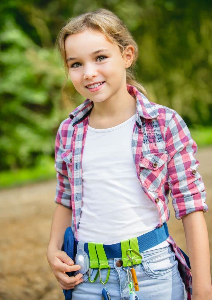 Moses Outdoor-Gürtel Expedition Natur Gurt mit Tasche und Karabinern, Perfekt für Camping Gürteltasche Taschenlampe, Kompass & Co, Blau, Uni