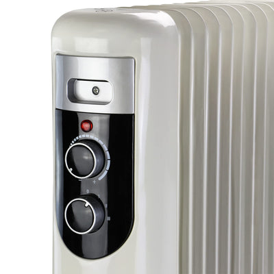 Montafox Ölradiator Elektroheizung 11 Rippen 2500 Watt 3 Heizstufen Elektrischer Heizkörper für Räume bis 50 m² Energiesparend Thermostat Überhitzungsschutz