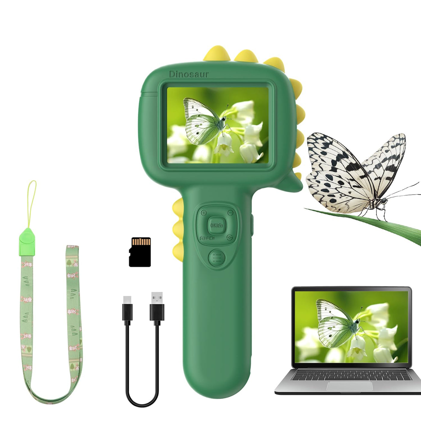 Mikroskop für Kinder, Thinkaroo 2-in-1-Funktion Tragbares Taschenmikroskop und Kamera, 2,4" IPS-Bildschirm USB Microscope, Mini-Mikroskop Draussen ab 3-12 Jahren Jungen und Mädchen