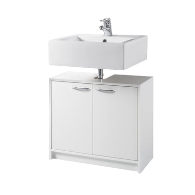SMASH Badezimmer Waschbeckenunterschrank in Weiß matt - Schlichter Bad Unterschrank Badezimmerschrank mit viel Stauraum - 63 x 55 x 29 cm (B/H/T)