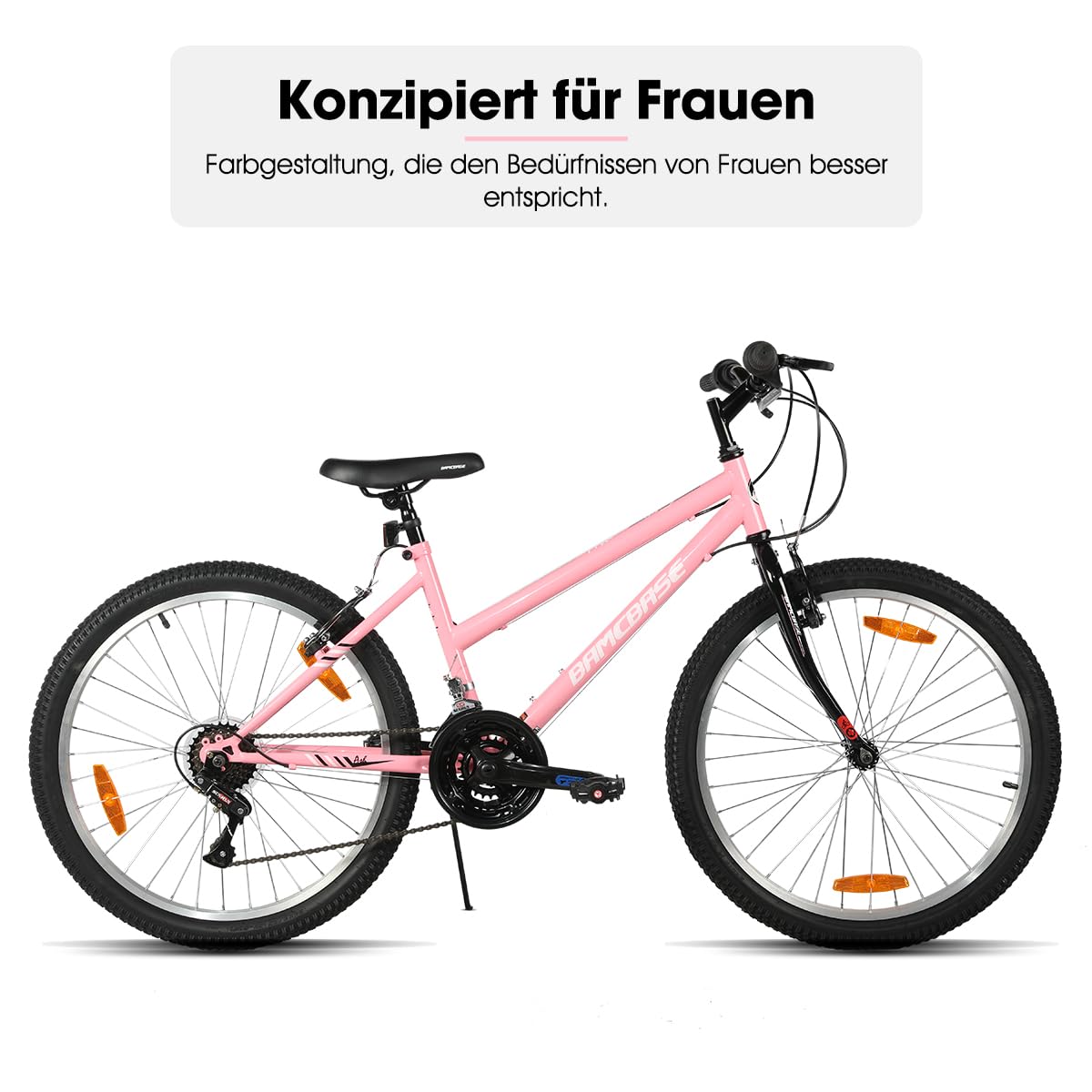HILAND 26 Zoll Damen Mountainbike, Fahrrad für Mädchen & Frauen, 18-Gang MTB Fahrrad mit V-Bremse vorne & hinten, Robuster Stahlrahmen Mountainbike, Rosa