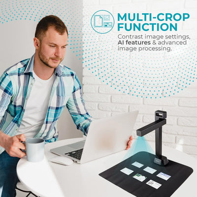 IRIScan Desk Pro. Buchscanner LED, OCR Dokumentenscanner 21MP Kamera Visualizer -v6PRO: PDF-Editor, tragbarer Scanner, Buchscanner, AI-Flachlegung-Auto-Scan-Finger-Verstecken, a3 Scanner WinMac