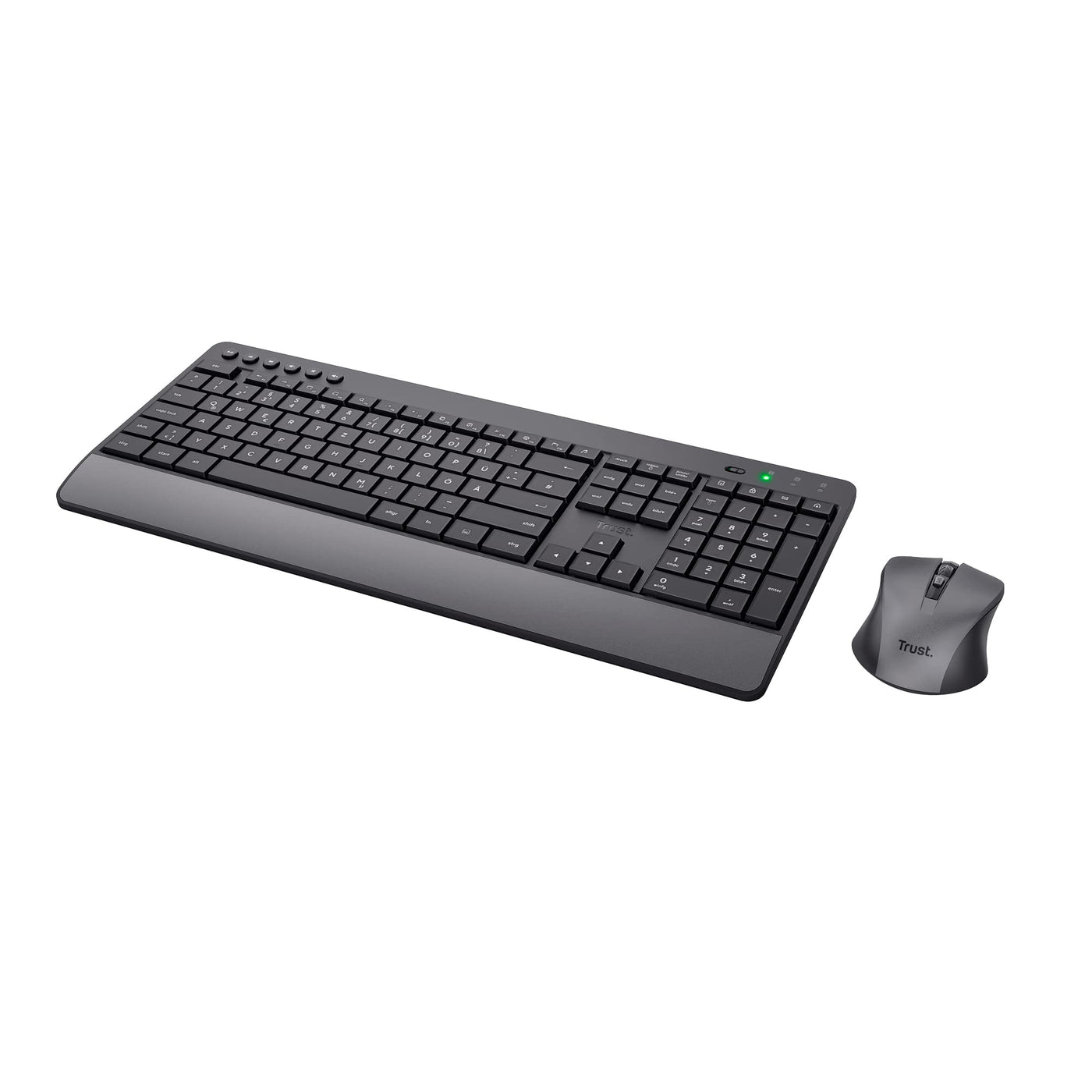Trust Trezo Tastatur Maus Set Kabellos, Qwertz-Layout, Nachhaltiges Design, Kabellose mit Funkmaus, Leise und Ergonomische Combo, 48 Monaten Batterielaufzeit, PC, Laptop, Schwarz, 2.4 GHz