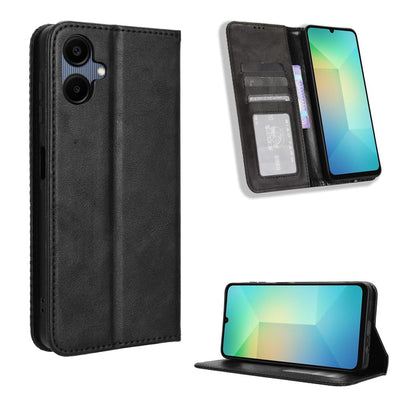 WBWONE Hülle für Samsung Galaxy A06, Premium TPU/PU Leder Klappbar Schutzhülle Tasche Handyhülle mit Standfunktion & Kartensteckplätzen, Schwarz