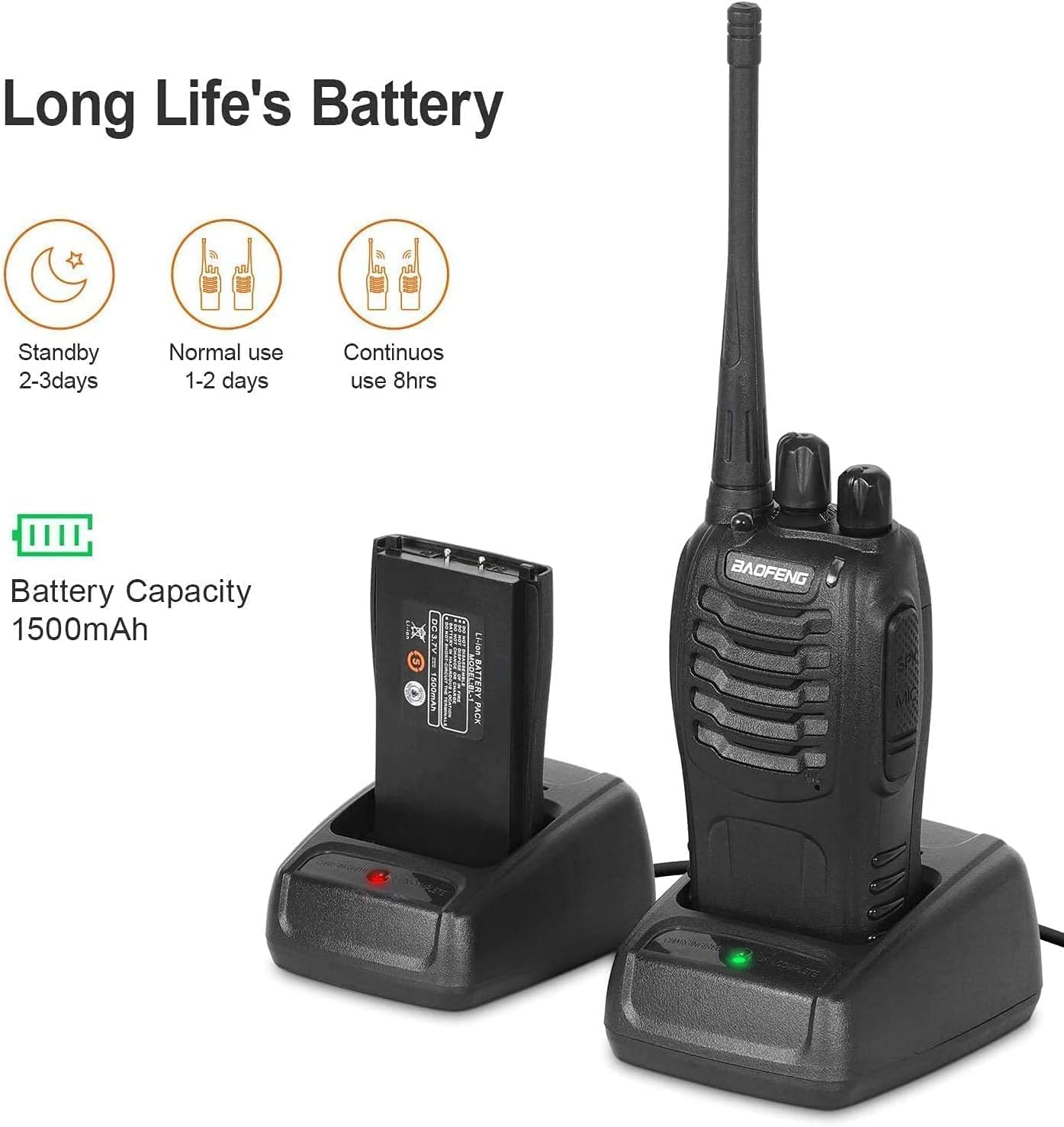 Walkie Talkie 16 KanäLe CTCSS/DCS FM, 1500 MAh Batterie, Max. GespräChsreichweite 5 Km, ProfifunkgeräT Mit Freisprecheinrichtung