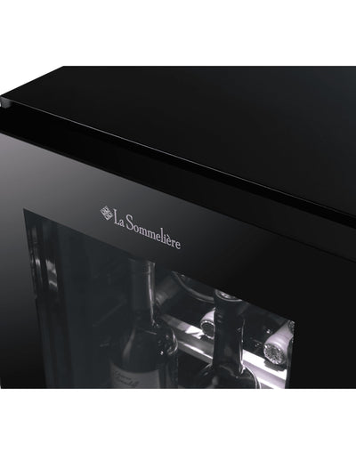 La Sommeliere - Weinkühlschrank LS38BLACK, 38Flaschen, Temperier-Servier-Weinschrank, Glastür aus UV-undurchlässigem Glas, Temperaturbereich von 5°C bis 20°C, freistehend
