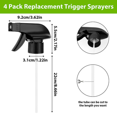 Ouligay 4 Stück Universal Sprühkopf für Flaschen Sprühkopf Schwarz mit Schaumgitter Oder Strahl Spray Nozzle for Bottle Ersatzsprühkopf für Standard Sprühflaschen