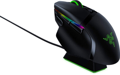 Razer Basilisk Ultimate - Kabellose Gaming Maus mit 11 programmierbaren Tasten (Wireless HyperSpeed Technologie, optischer Fokus+ Sensor + Switches, Chroma RGB Beleuchtung) mit Ladestation