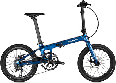 KABON Voll Carbon Faltrad, Leichtes 20 Zoll Carbonfaser Rahmen Klapprad mit 11 Gang Hydraulische Scheibenbremse Fahrrad mit Carbon Laufradsatz für Unisex-Erwachsene (Chamäleon Blau)