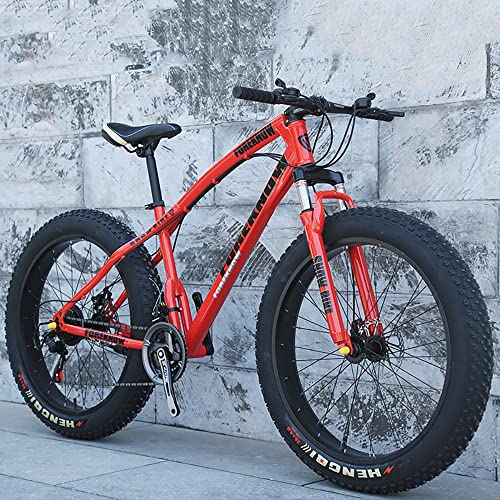 Wmmner Mountainbike, 20/24/26 Zoll, 7/21/24/27/30 Gänge, Erwachsene, Fat Tire Mountainbike, mit Rahmen aus Karbonstahl und Doppelscheibenbremse, Vorderradaufhängung