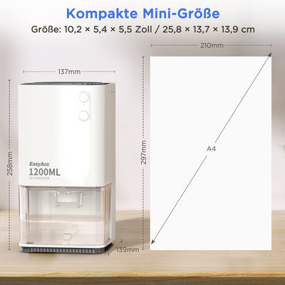 Luftentfeuchter Elektrischer,EasyAcc 1200ml Entfeuchter Klein Leise Tragbarer Mini Raumentfeuchter Automatischer Gegen Feuchtigkeit Dehumidifier für Büro,Schlafzimmer,Badezimme Farbige Nachtlicht
