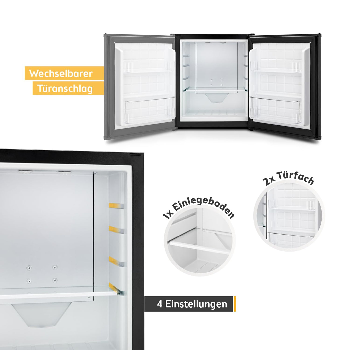 TZS First Austria lautloser Minikühlschrank | Getränkekühlschrank | Wechselbarer Türanschlag | LED-Beleuchtung | ohne Gefrierfach | 30L
