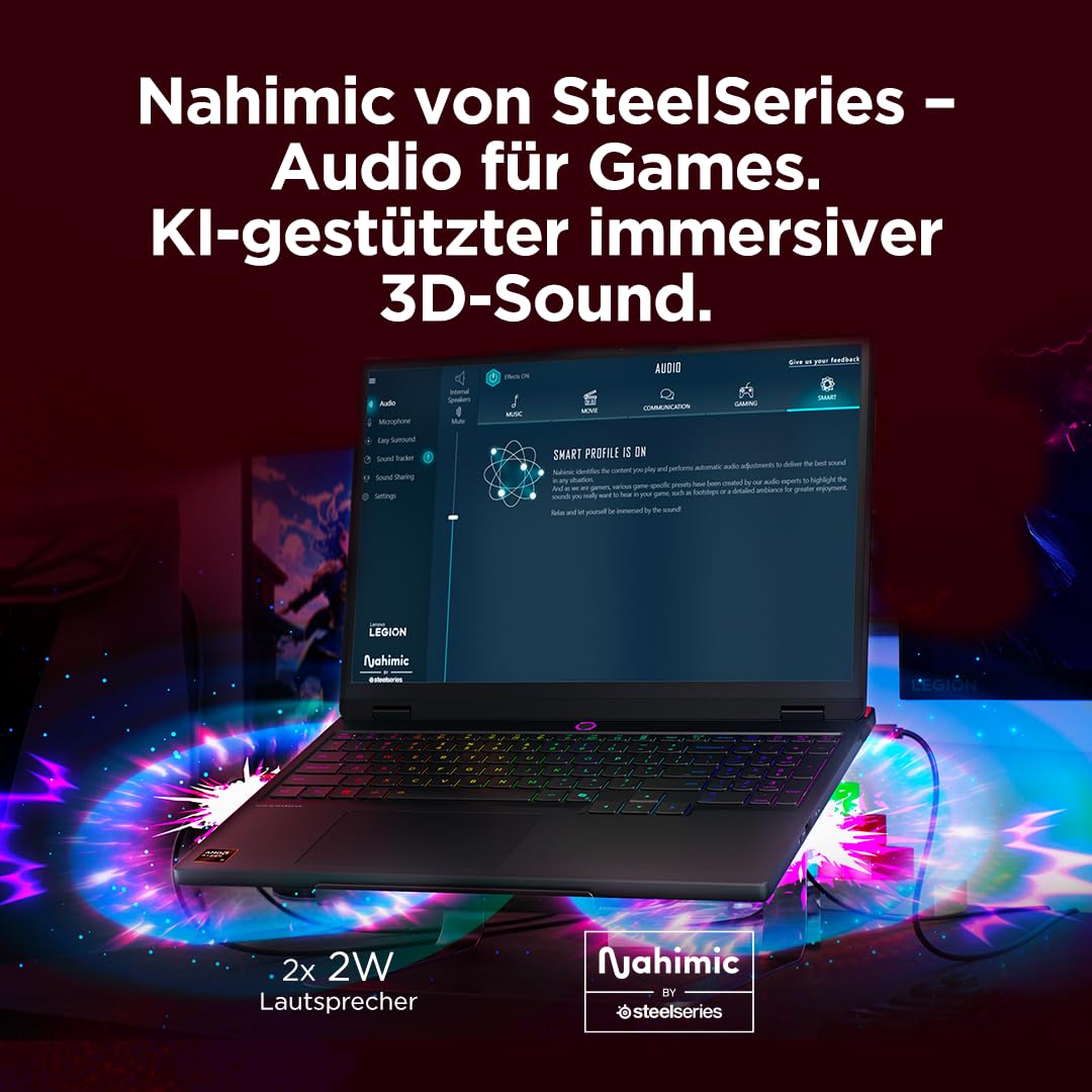 Lenovo Legion 5 Gaming AI Laptop | 15.1" WQXGA 165 Hz OLED Display | NVIDIA GeForce RTX 5060 | AMD Ryzen AI 7 350 | 16GB RAM | 1TB SSD | Win11 | QWERTZ | Eclipse Black | 3 Monate GamePass