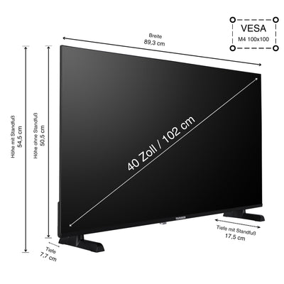 Telefunken Fernseher 40 Zoll Smart TV Powered by TiVo (Full HD, HDR, HD+ 6 Monate inkl., Triple-Tuner) XF40TO900S