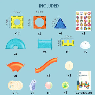 morkka Magnetische Bausteine,STEM Montessori Spielzeug für Kinder 3 4 5 6 7 8 Jahre 3D Lernspielzeug Set Konstruktion Blöcke Geschenk für Jungen Mädchen Orbitalblöcke Gleisbau (75PCS)