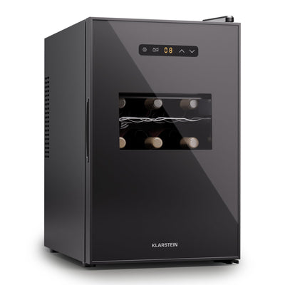 Klarstein Freistehender Weinkühlschrank 1 Zone, Getränkekühlschrank Klein, Kleiner Weinschrank, Wein-Kühlschrank Klein mit Glastür, Indoor/Outdoor Flaschenkühlschrank, Wine Fridge, 15 Flaschen