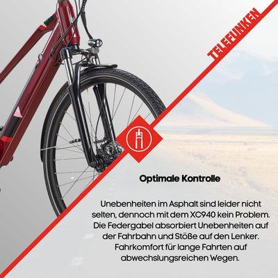 TELEFUNKEN E-Bike Damen Elektrofahrrad Alu 28 Zoll mit 24-Gang Shimano Acera Kettenschaltung, Pedelec Trekkingrad mit Hinterrad-Motor 250W 11,6 Ah, 36V Akku, XC940 Expedition