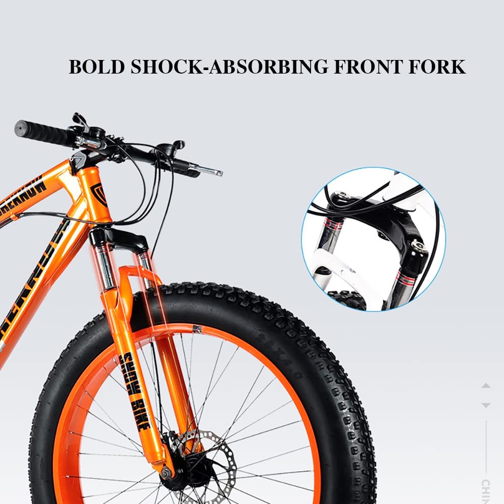 UJKDDDCC 20/24/26 x 4,0 Zoll Dicke Rad-Mountainbikes, Fat Tire Mountain Trail Bike für Erwachsene, 7/21/24/27/30-Gang-Fahrrad, Rahmen aus Kohlenstoffstahl, Doppelfederung und