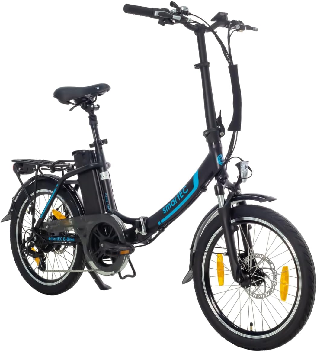 smartEC Camp-20D E-Bike Klapprad 250W Hinterradmotor Li-Ion-Akku 36V/15,6Ah 20 Zoll E-Klapprad E-Faltrad Elektrofahrrad Reichweite 100km bis 25 km/h (Schwarz)
