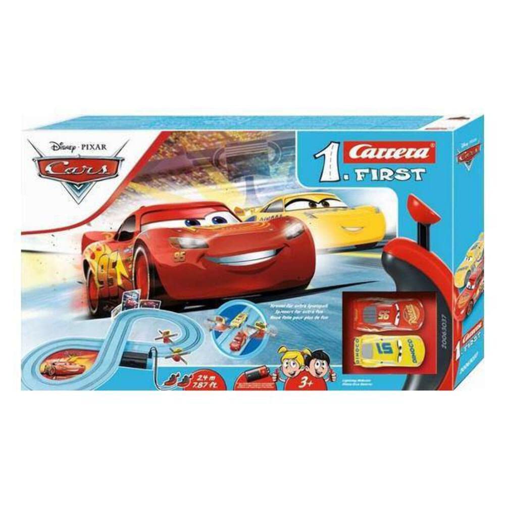 Carrera - 20063037 First Disney Pixar Cars – Race of Friends Autorennbahn I 2,4m Rennstrecke I 2 ferngesteuerte Autos mit Lightning McQueen & Cruz Ramirez I Geschenke zu Ostern