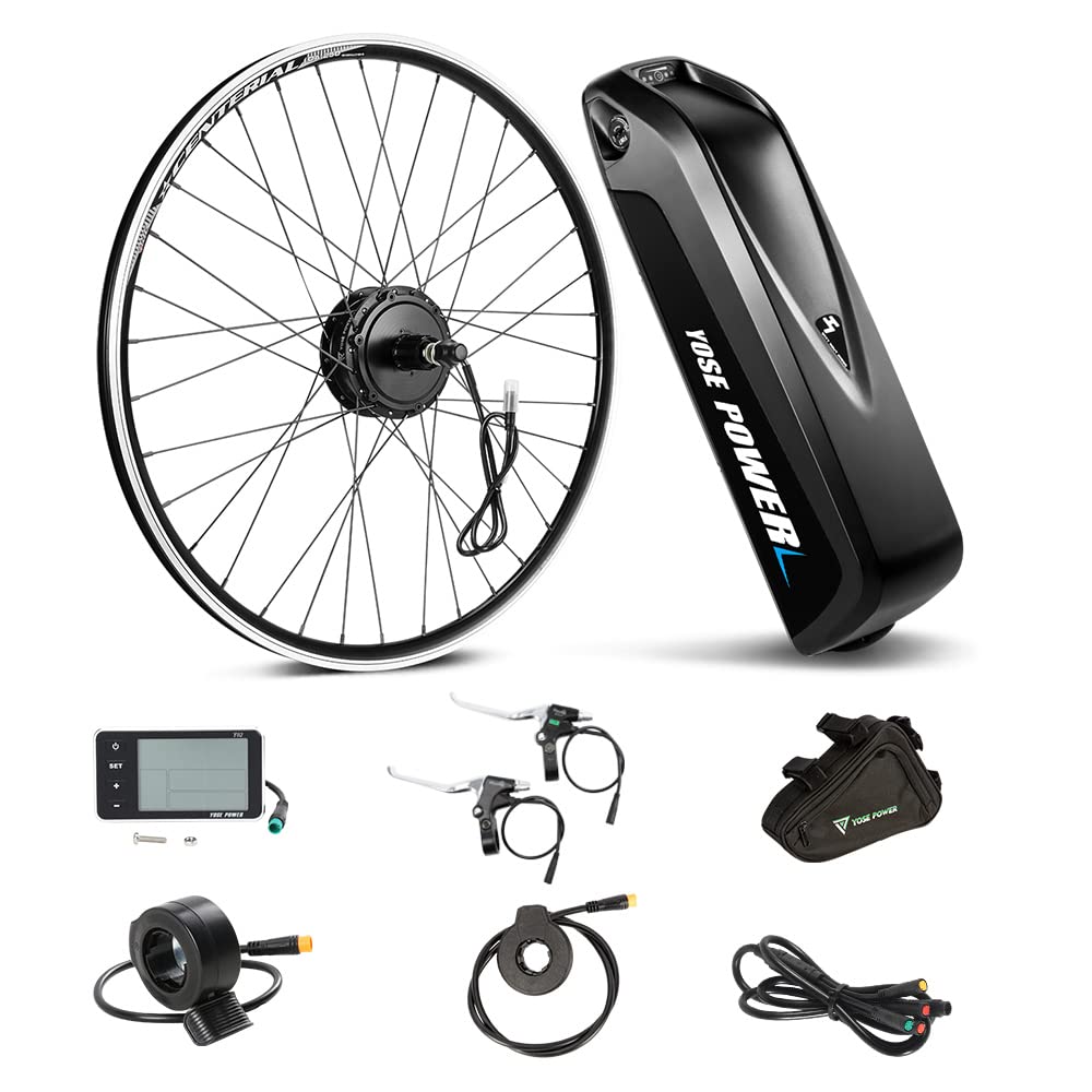 YOSE POWER Ebike Umbausatz 36V250W 26" Heckmoter Elektrofahrrad Conversion Kit 26'' für Steckritzel Cassette mit Integrierte Controller 36V13Ah Batterie