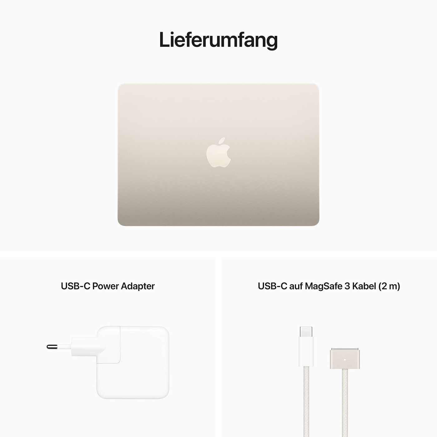 Apple MacBook Air Laptop mit M2 Chip: 13,6" Liquid Retina Display, 16 GB RAM, 256 GB SSD Speicher, beleuchtete Tastatur, 1080p FaceTime HD Kamera. Kompatibel mit iPhone/iPad; Polarstern