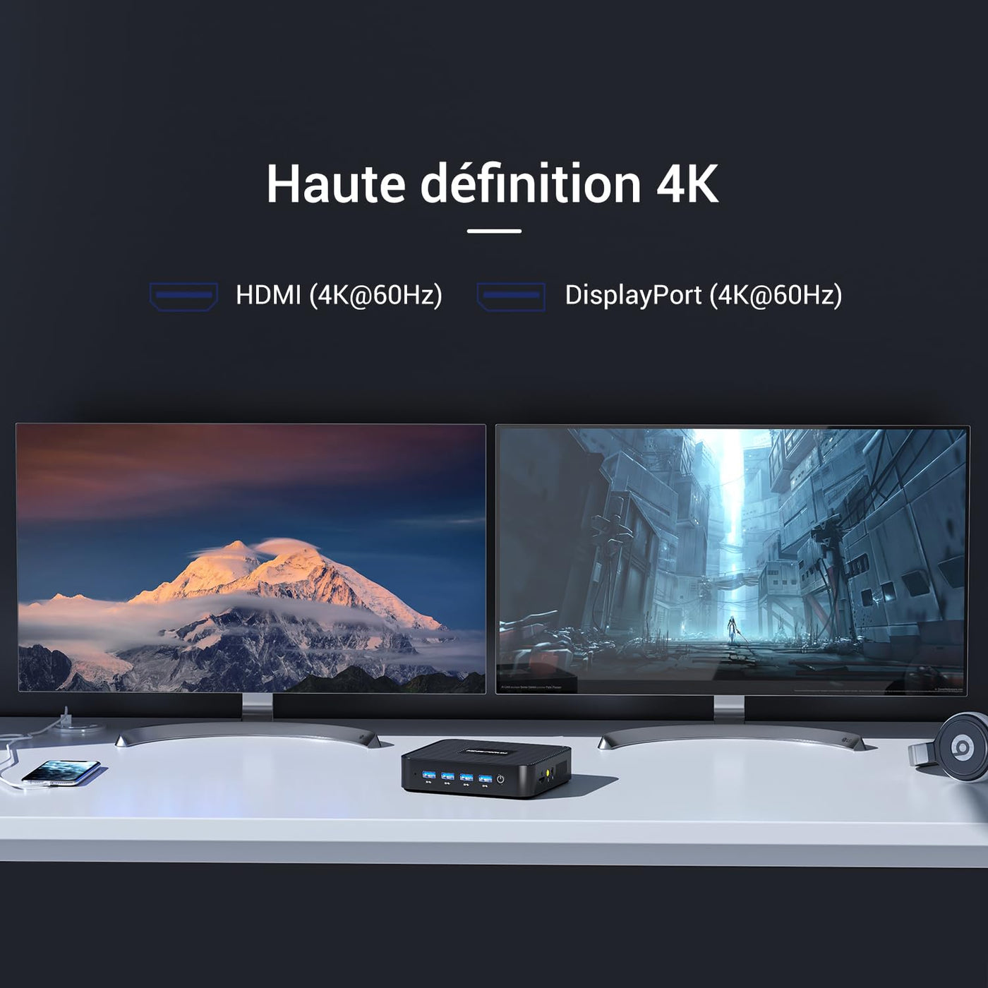 MINIS FORUM GK41 Mini-PC 8 GB DDR4 128 GB SSD mit Celeron J4125 Quad Core-Prozessor (bis 2,7 GHz) Mini-Computer 4XPorts USB3.0 2XGigabit Ethernet 4K HDMI/DP WiFi Double BT4.2