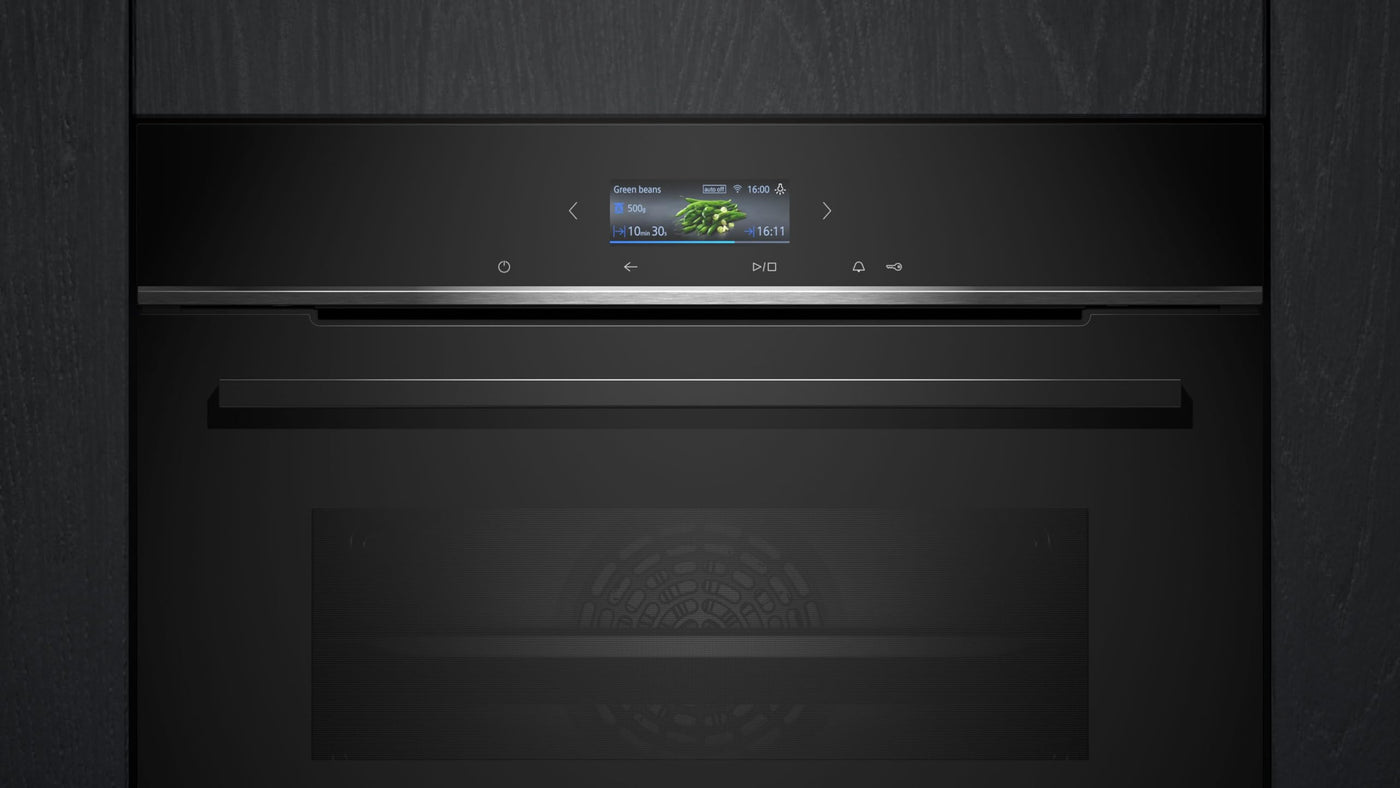 Siemens HB774G1B1, iQ700 Smarter Einbau-Backofen, 60 x 60 cm, Made in Germany, Schwarz, activeClean Pyrolyse & humidClean Hydrolyse, Air Fry, Automatikprogramme, Farbiger Touchscreen