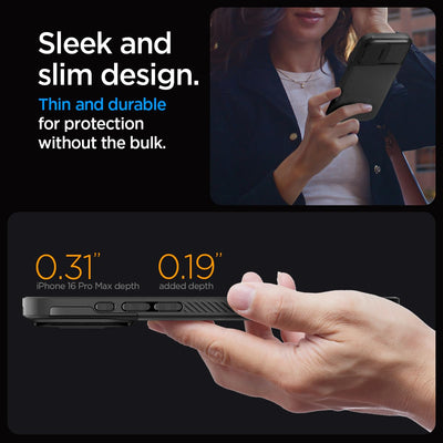 Spigen Optik Armor MagFit Hülle für iPhone 16 Pro Max, Kompatibel mit MagSafe Zubehör -Schwarz