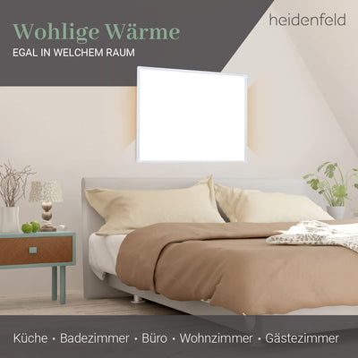 Heidenfeld Infrarotheizung HF-HP100-3 | 𝟭𝟬 𝐉𝐀𝐇𝐑𝐄 𝐆𝐀𝐑𝐀𝐍𝐓𝐈𝐄 - 1000 Watt - 14-25 m² - Infrarot Heizkörper - Elektroheizung mit Thermostat - Überhitzungsschutz (HF-HP100-3 1000 Watt)