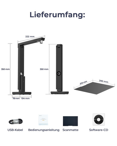 CZUR 8MP USB-Dokumentenkamera und Visualizer, A4 Dokumentenscanner tragbarer Scanner, für Lehr- und Klassenzimmer, Home-Office, kompatibel mit Windows, macOS (Lens800)
