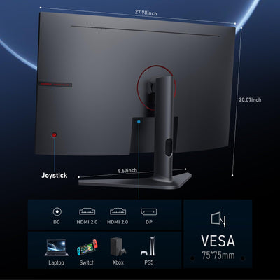 KOORUI 32 Zoll Curved Ultrawide Gaming Monitor, 2K QHD(2560x1440), 170Hz, 1ms, 1500R, VA, HDR 10, 2xHDMI (170Hz or 144Hz), DP (170Hz), AdaptiveSync, DCI-P3 90%, SRGB100%, VESA 75x75mm, Augenpflege
