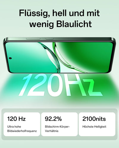 OPPO Reno12 FS 5G 12+512GB, KI Android-Smartphone (entsperrt), 6,67" 120Hz AMOLED Display, Dimensity 6300 Handy, 50+8+2MP KI-Kamera, 5000mAh 45W, IP64 wasserfest, NFC, Grün