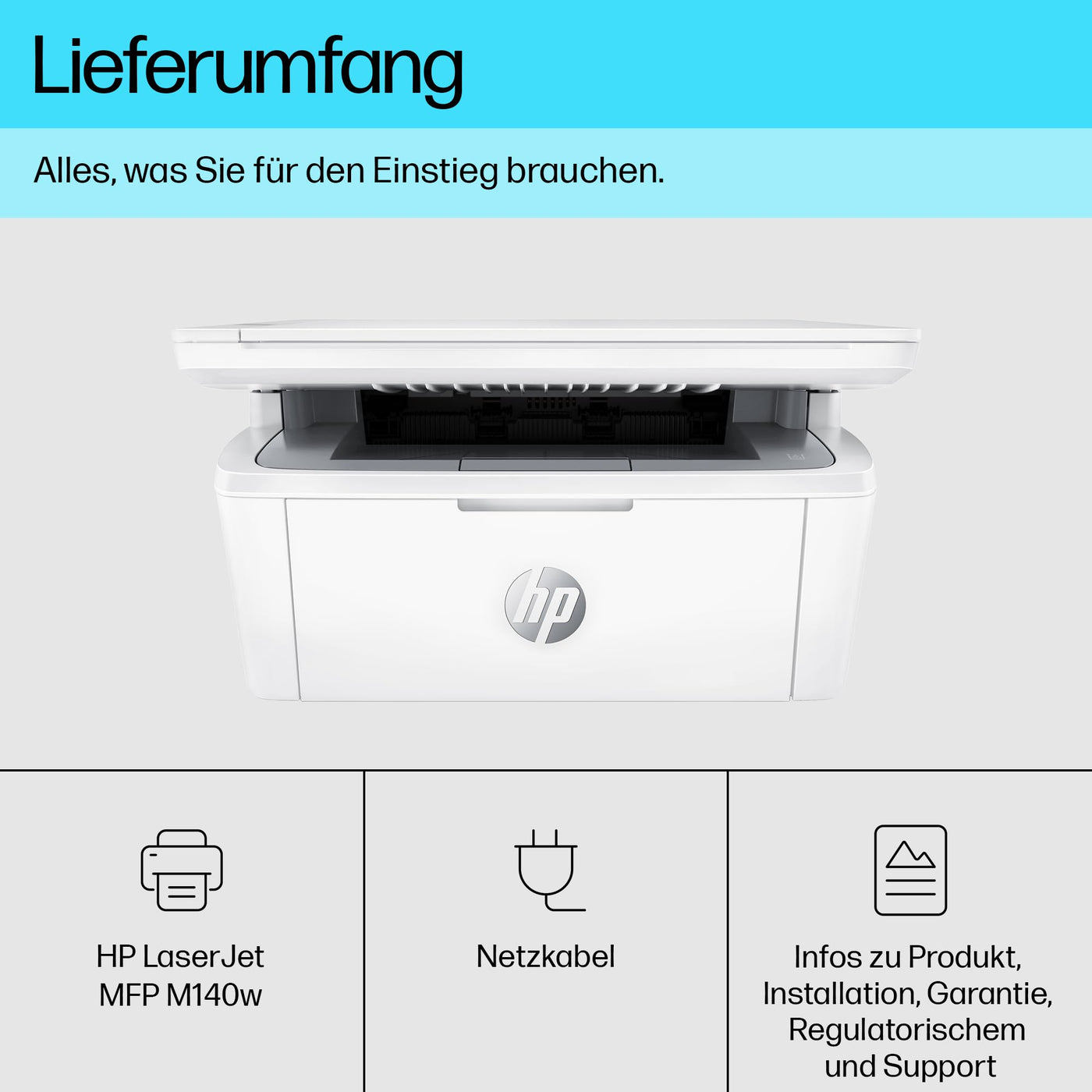 HP LaserJet MFP M140w Multifunktions-Laserdrucker, Monolaser, Drucker, Scanner, Kopierer, Duplex-Druck, DIN A4, WLAN, Airprint, Schwarz-weiß-Drucker