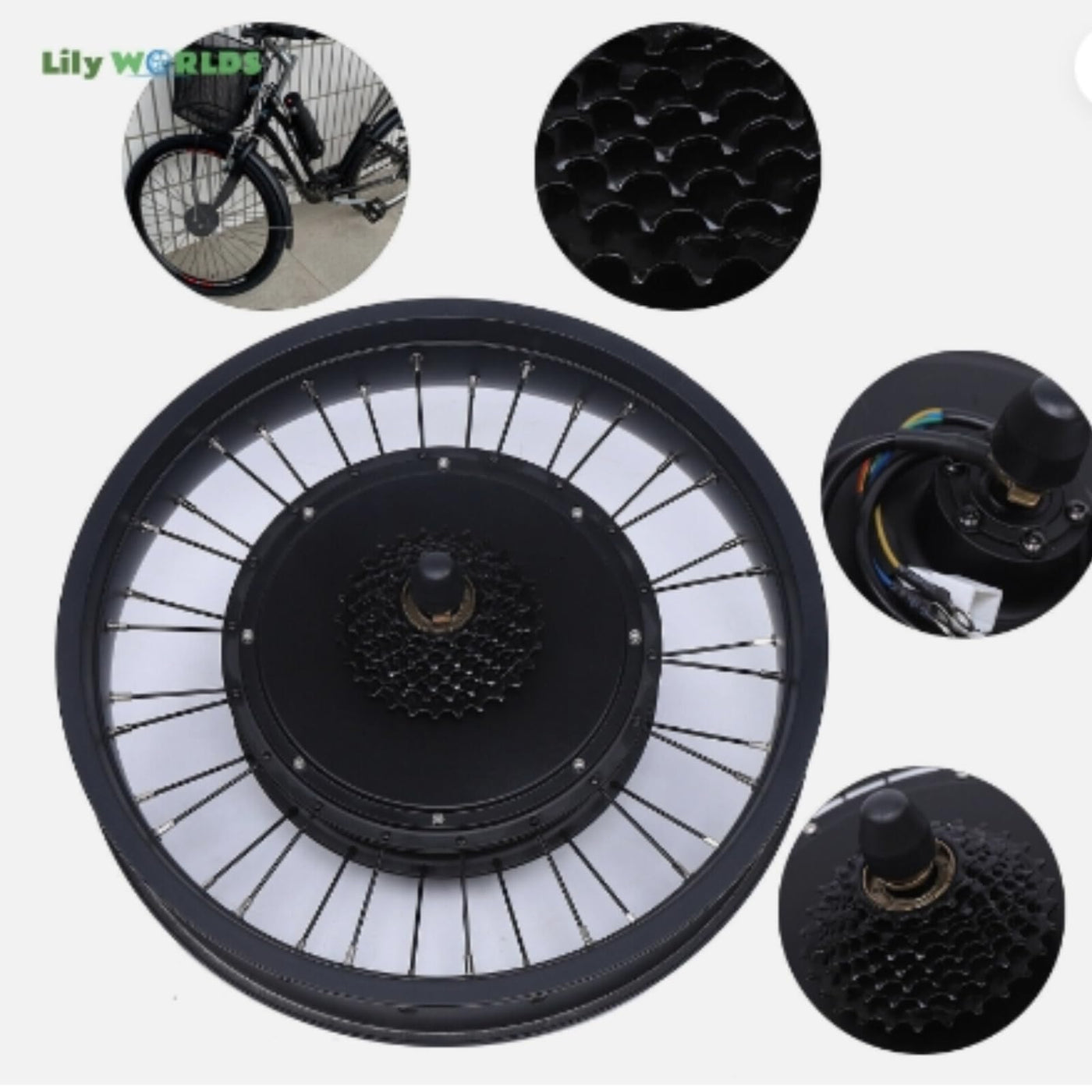 Konfiur 48V 1000W Elektrofahrräder Hub Motor, 20 Zoll Fahrrad Motor Bausatz E-Bike Umbausatz E-Bike Conversion Kit Schwarz mit LCD Display und Hinterradantrieb