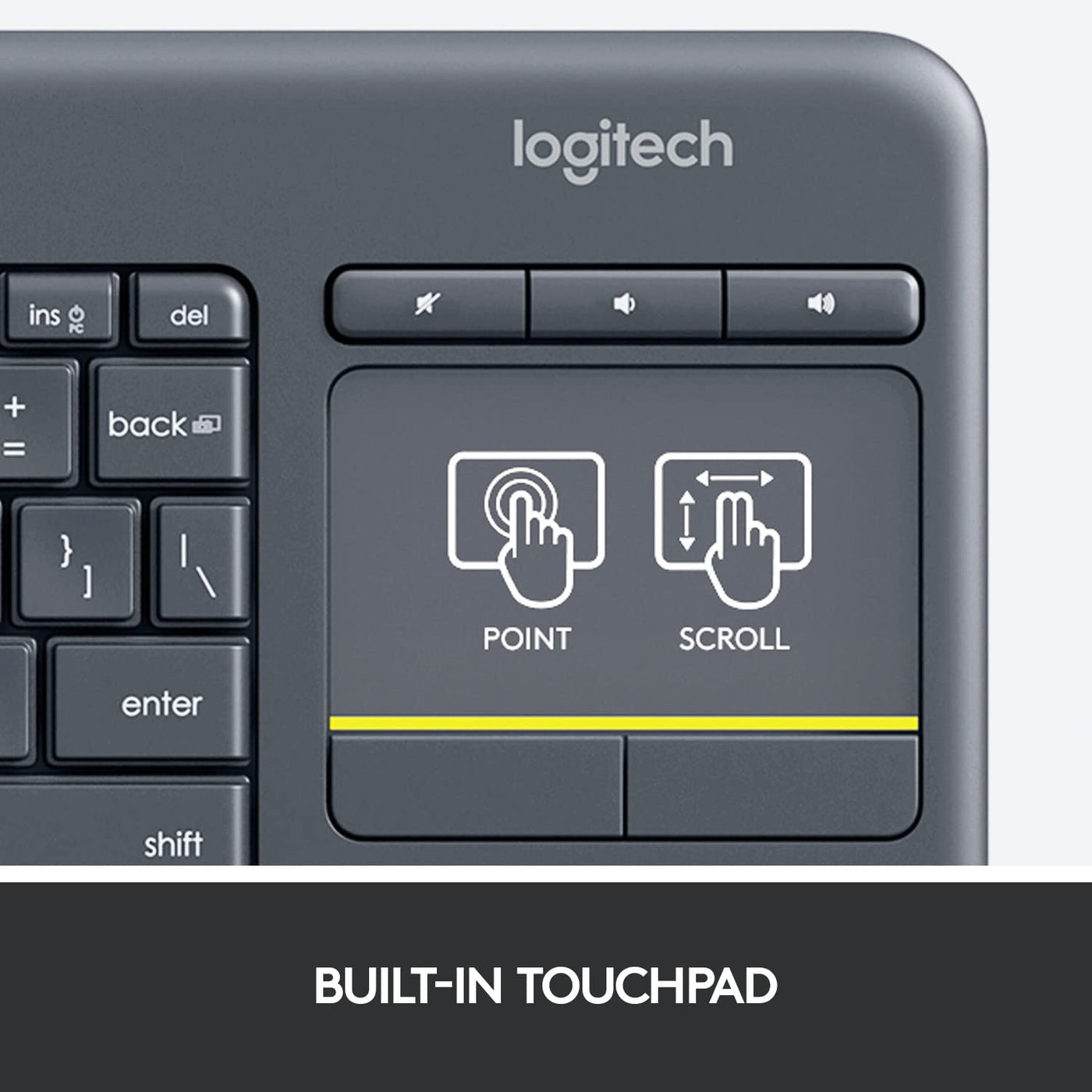 Logitech K400 Plus Tastatur RF Wireless QWERTY Schwarz - Tastaturen (Mini, Kabellos, RF Wireless, QWERTY, Schwarz)