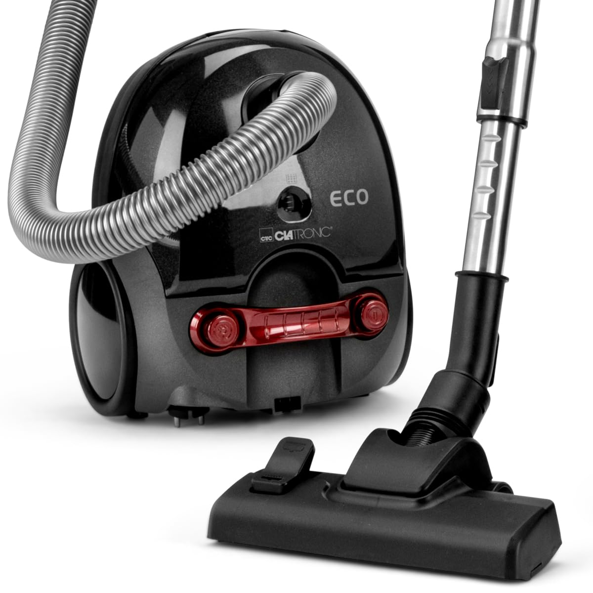 Clatronic® Staubsauger mit Beutel | Bodenstaubsauger mit energiesparenden 700 Watt | Staubsauger mit 5-Fach Mikrofiltersystem | Umschaltbare Bodenbürste und Bürsten-/Fugendüse | BS 1300 N anthrazit